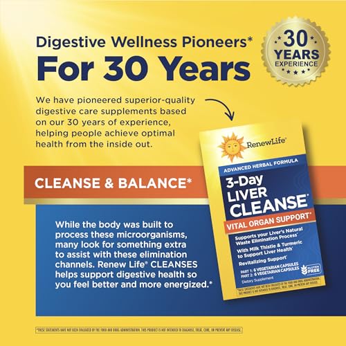 Ge9lules matin et soir Renew Life Liver Cleanse pour programme simple.