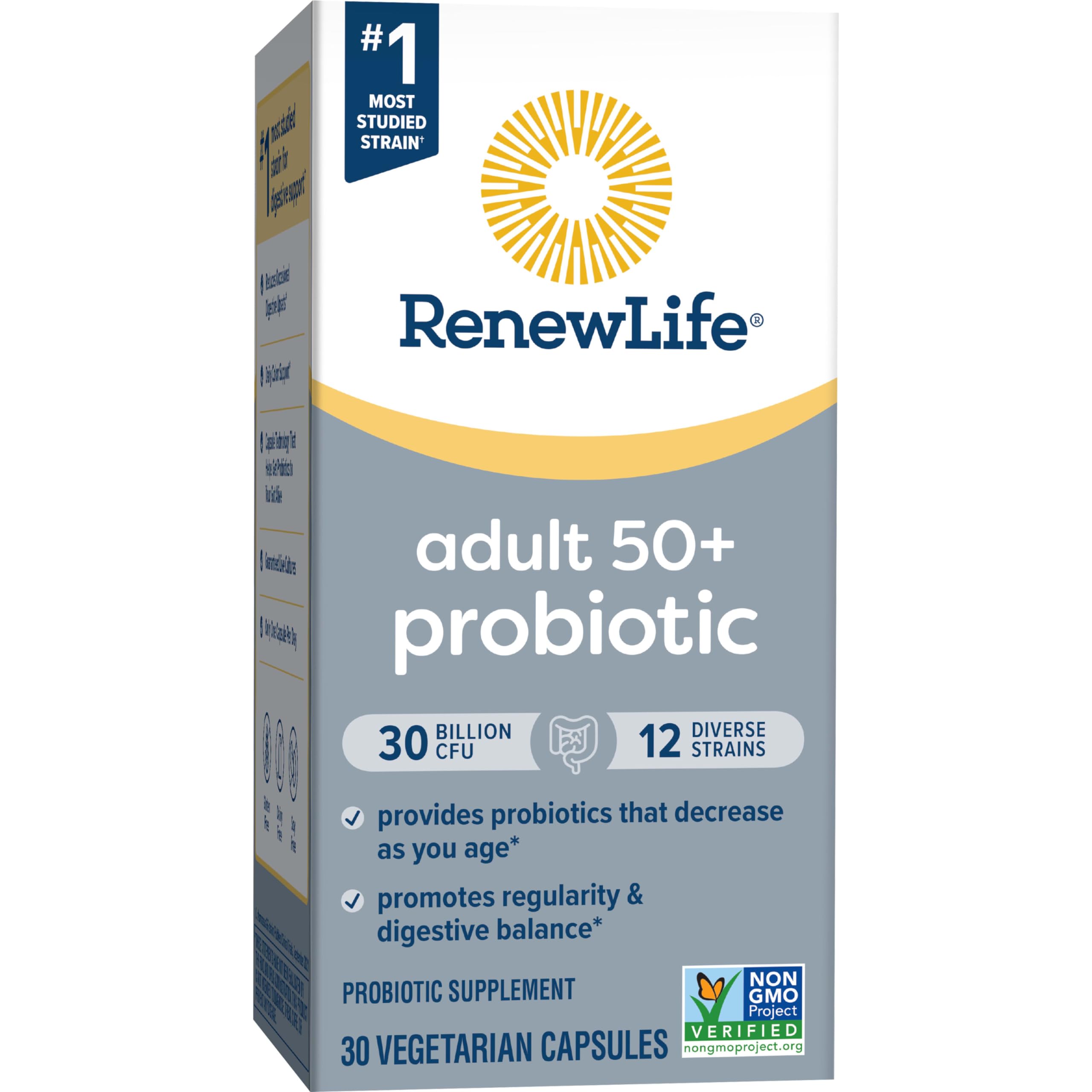 Capsules à libération retardée Renew Life Probiotic 50 Plus atteignant l’intestin
