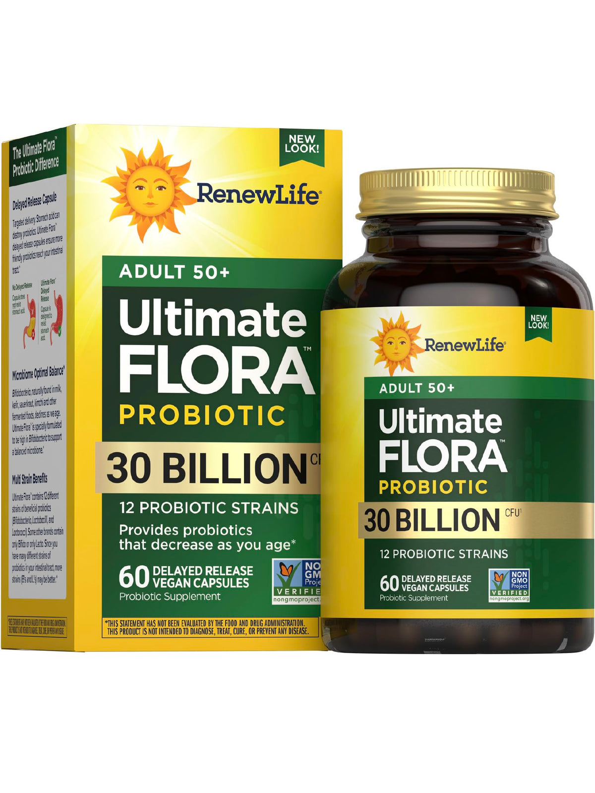 Renew Life Probiotiques 50+ – Bouteille, soutien digestif potentiel au quotidien.