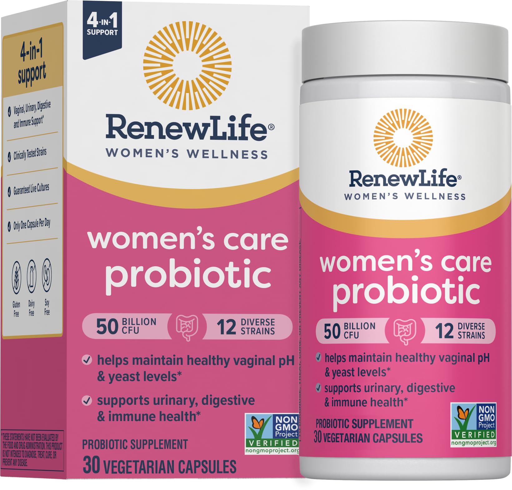Renew Life Probiotiques Femmes – 50 milliards, cultures vivantes, soutien digestif et vaginal.