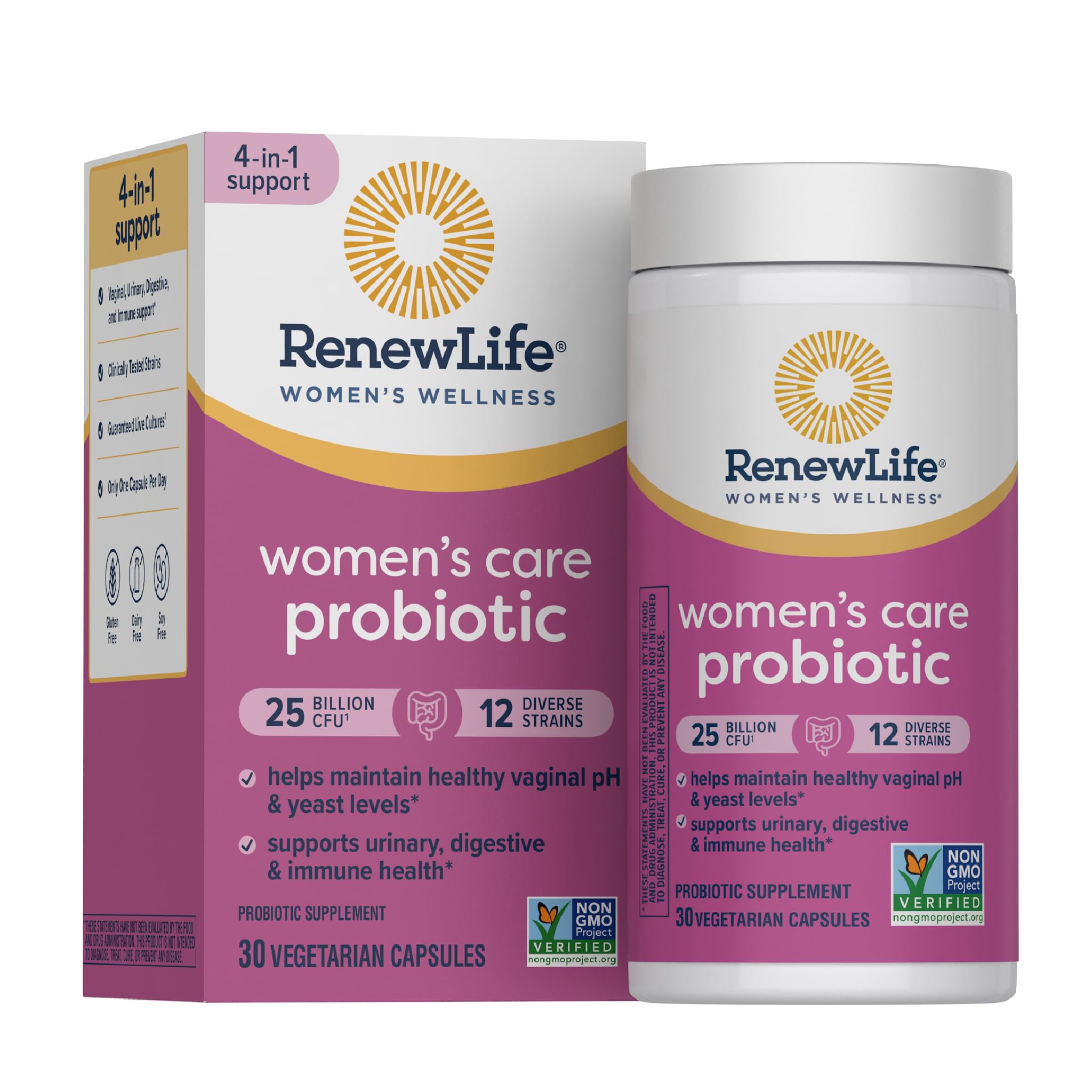 Renew Life Probiotiques Femmes – bouteille de 30 capsules, soutien digestif et vaginal quotidien.