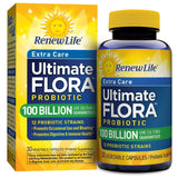 Renew Life Ultimate Care Probiotiques – Bouteille de 100 milliards CFU, soutien potentiel au microbiome et immunité.