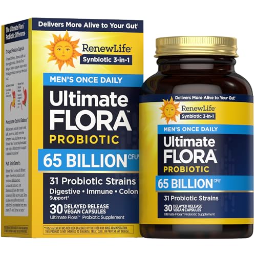 Renew Life Ultimate Flora Hommes libération retardée: capsules véganes pour une digestion quotidienne.