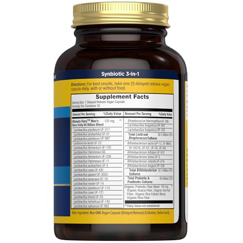 Renew Life Ultimate Flora Hommes, souches Bifidobacterium pour un microbiome équilibré.