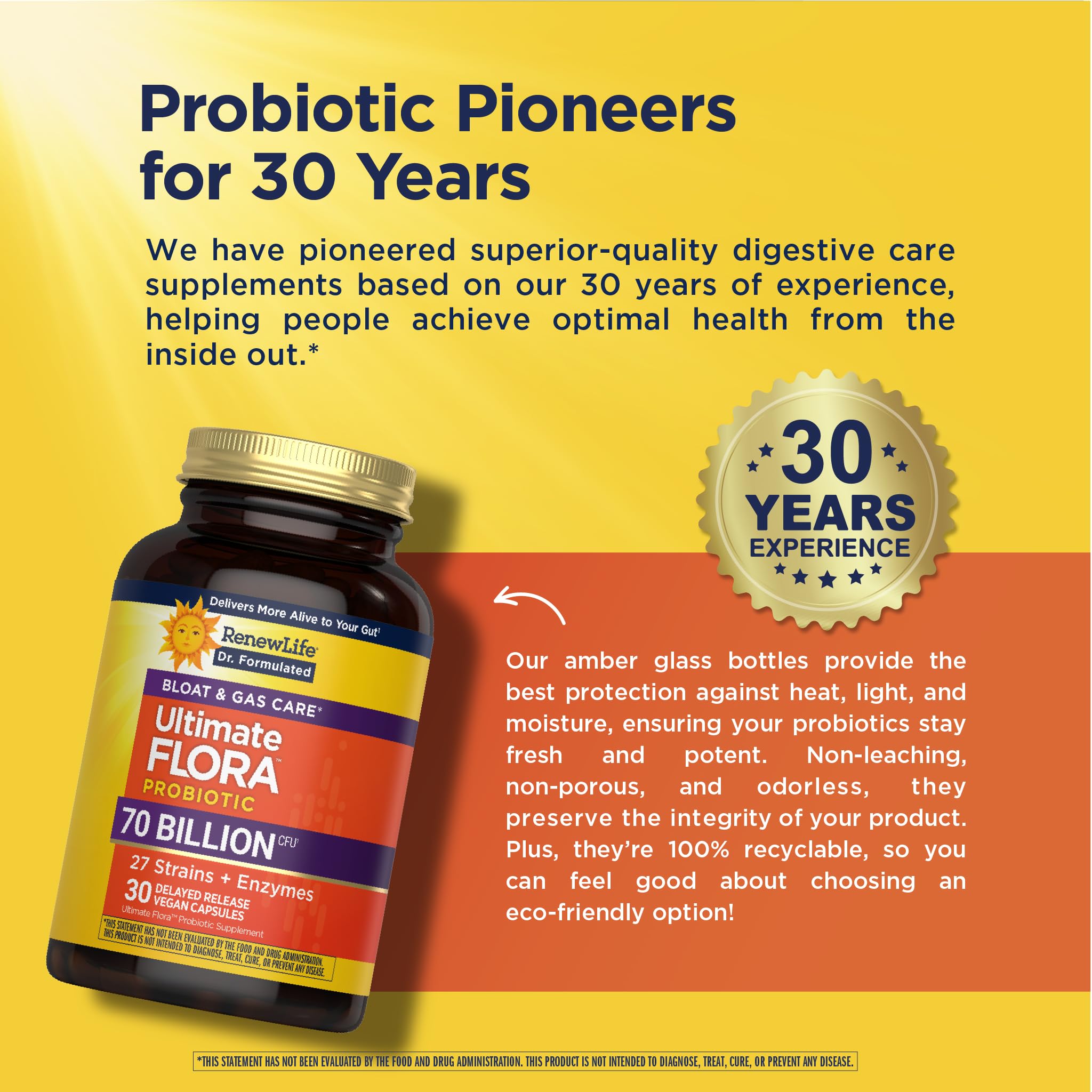 Renew Life Ultimate Flora Probiotics: formule synbiotique 3-en-1 pour support global.