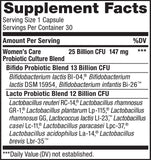 Renew Life Ultimate Flora Soin Femmes – étiquette sans gluten et sans lactose.