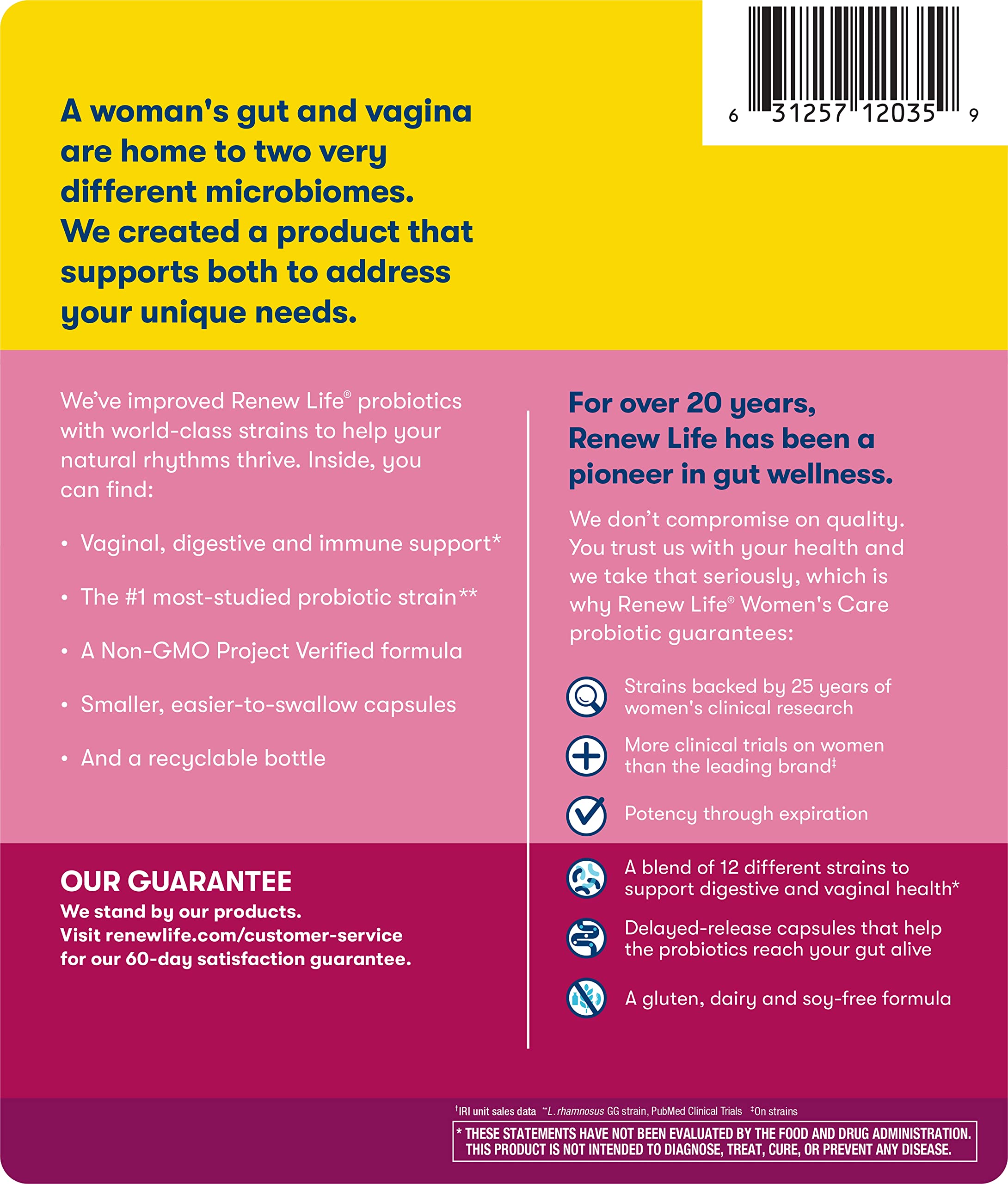 Renew Life Ultimate Flora Soin Femmes – mélange de 12 souches probiotiques.