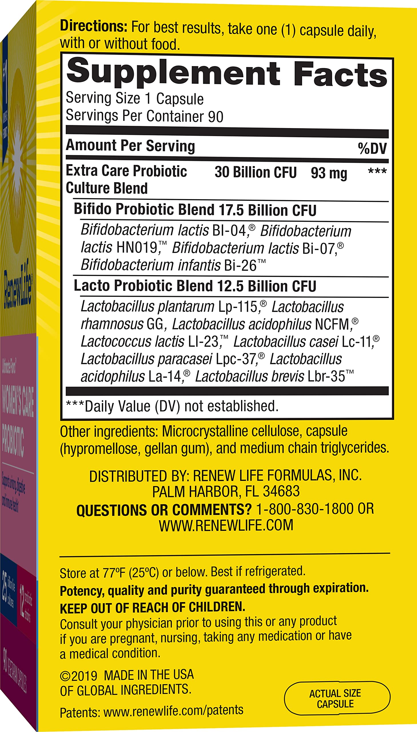 Renew Life Ultimate Flora Soin Femmes – utilisation quotidienne avec repas.