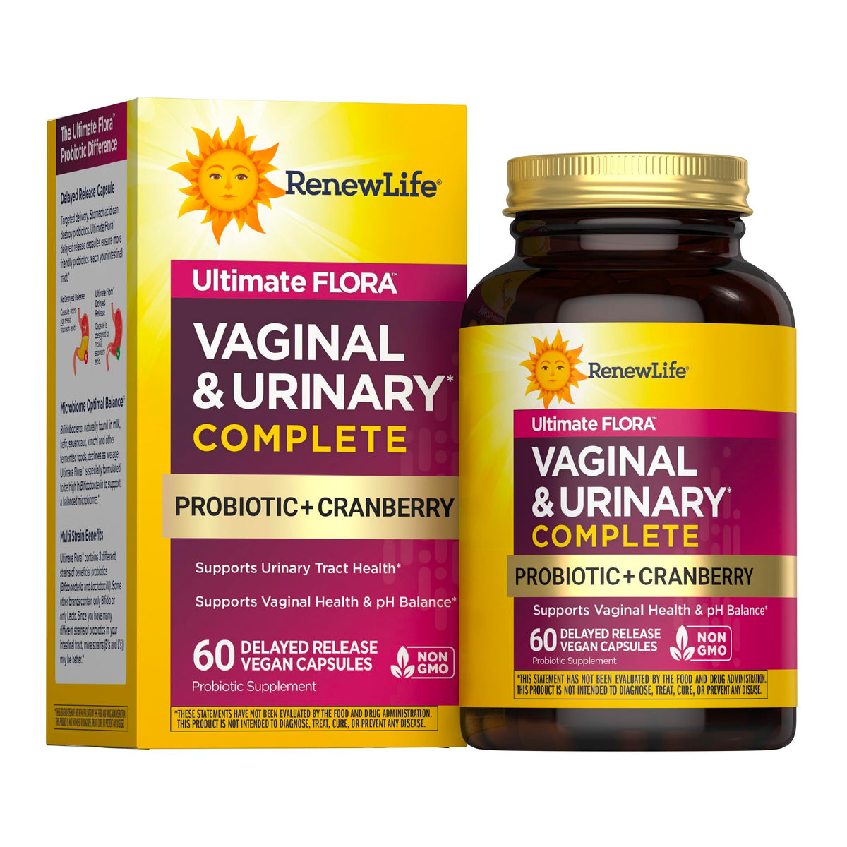 Renew Life Wellness Femmes: emballage et capsule probiotiques canneberge - équilibre intime.
