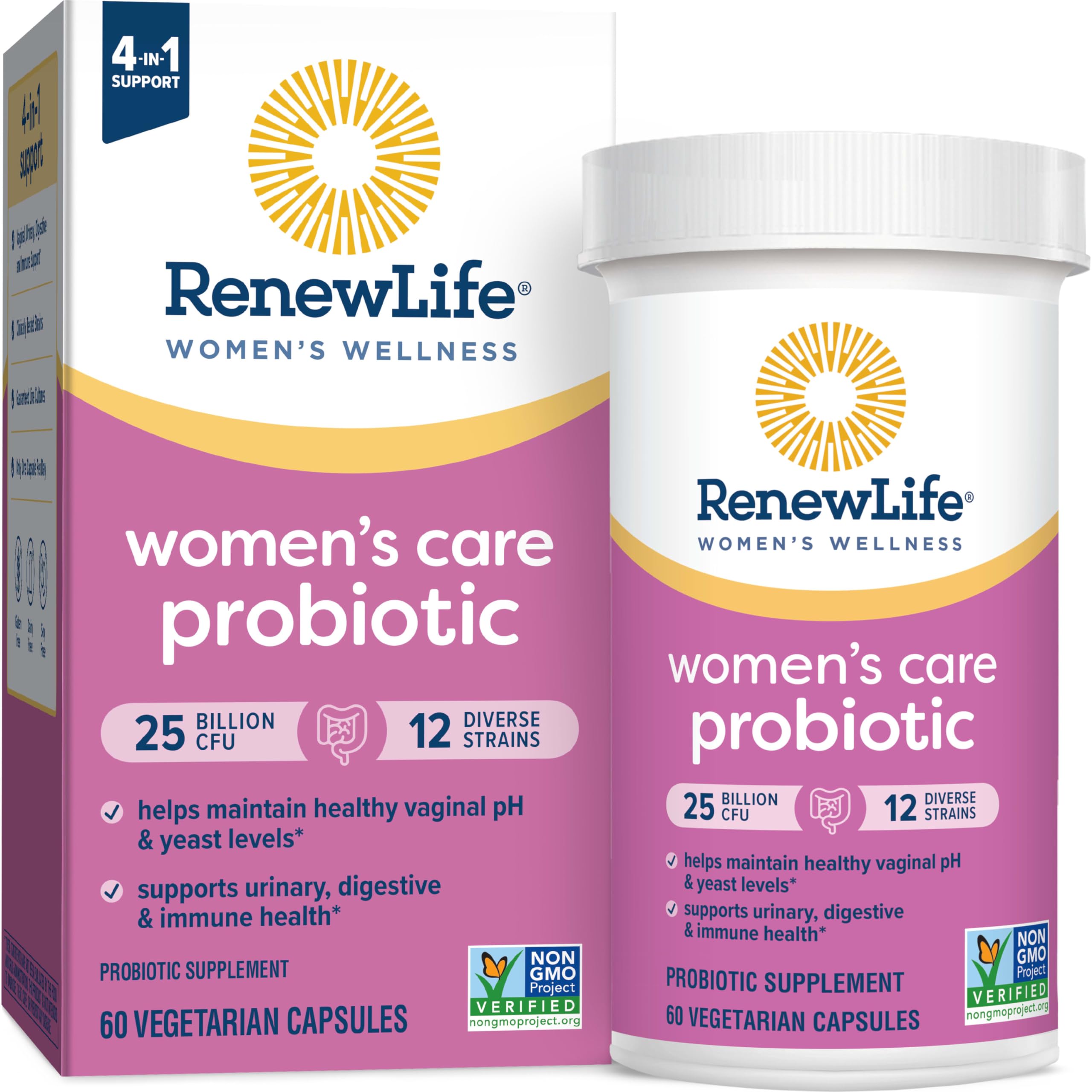 Renew Life Probiotiques féminins – sans-soja, option compatible avec plusieurs régimes.