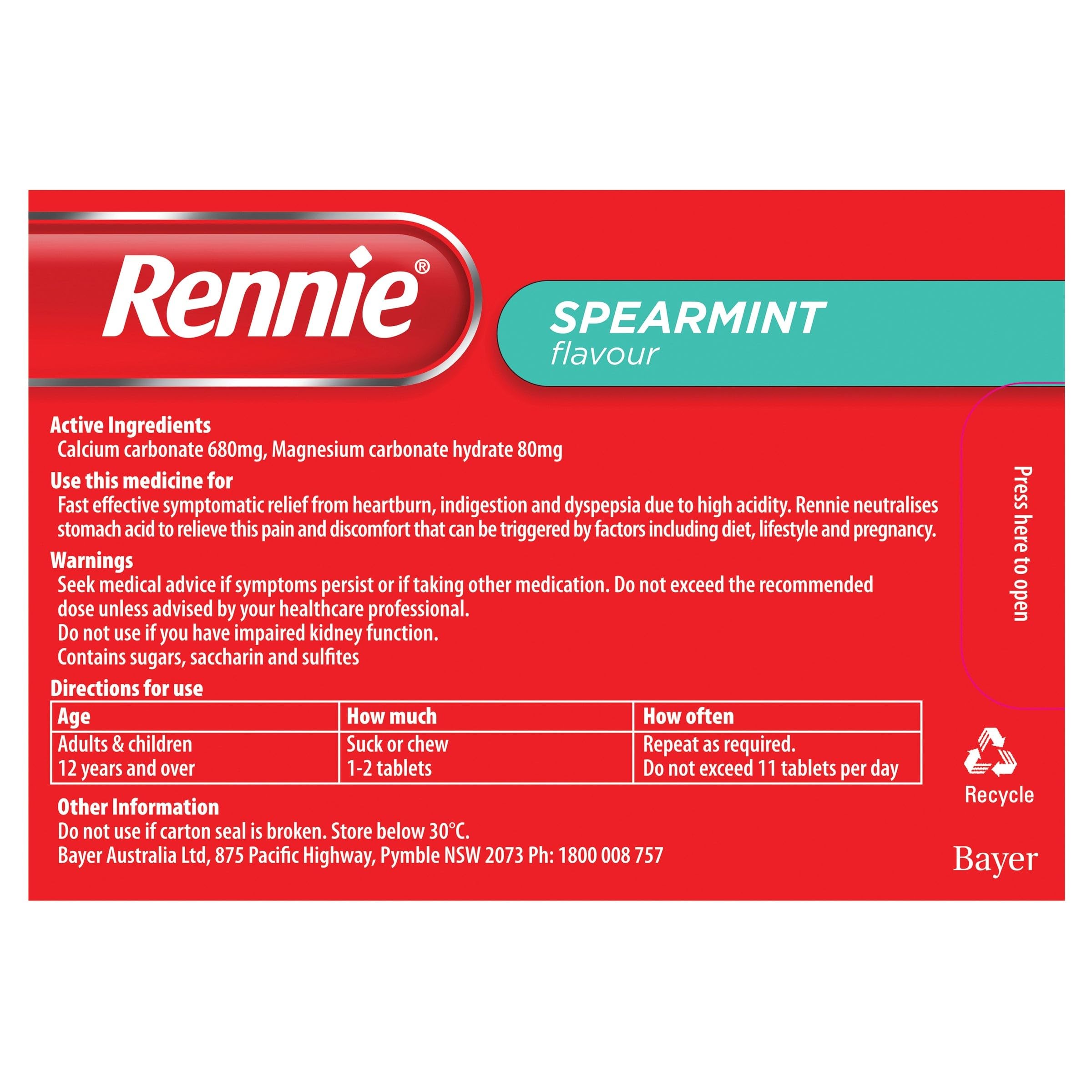 Rennie composition calcium-magnesium pour un soutien digestif