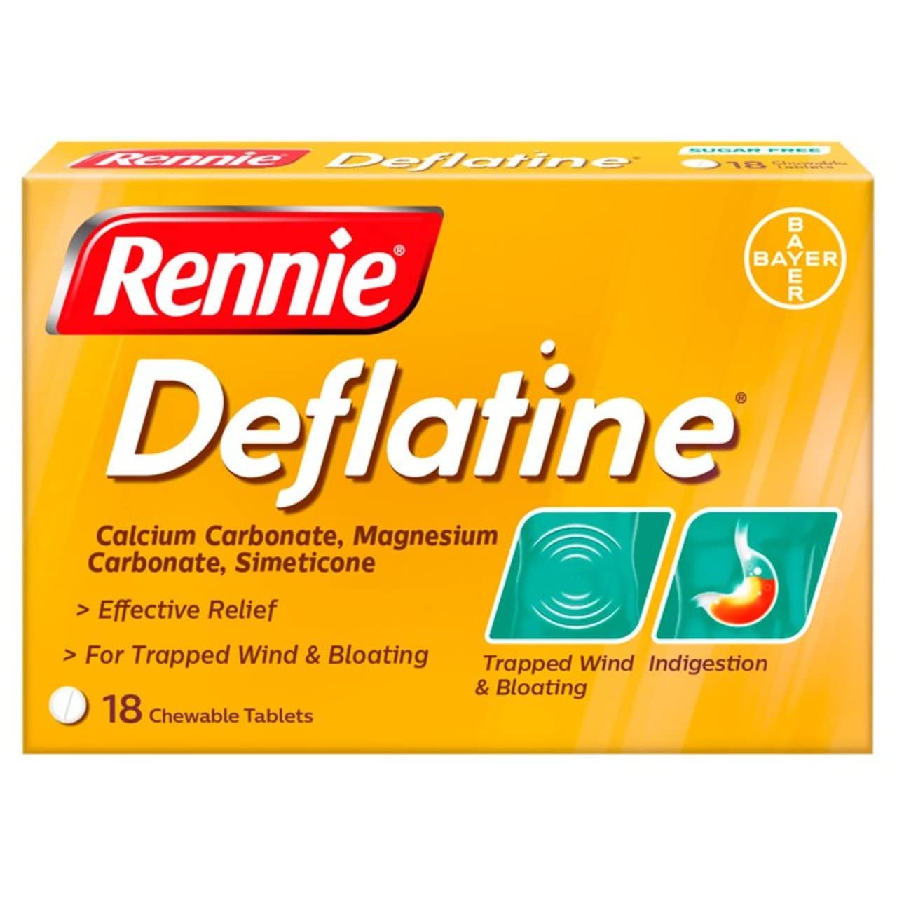 Rennie Deflatine : bouteille de pilules menthe pour soulager les ballonnements éventuels