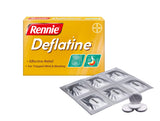 Rennie Deflatine : tablettes menthe à mâcher, pratique avant le repas pour prévenir l’inconfort.