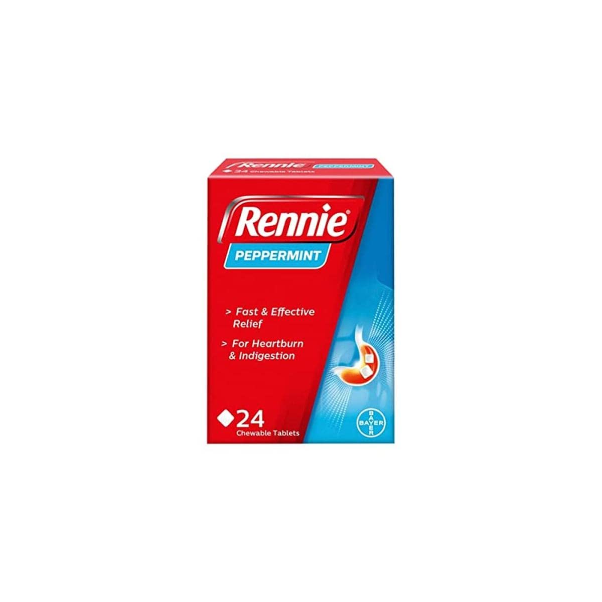 Rennie Peppermint, comprimés menthe fraîche, pour un soulagement rapide après le repas.