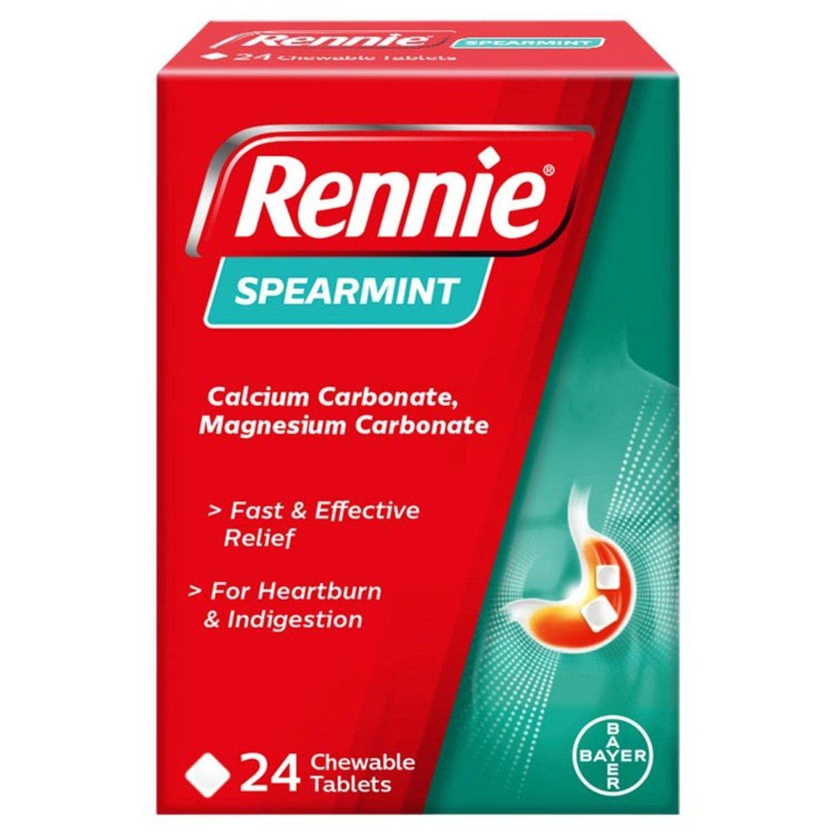Rennie Spearmint tablettes menthe : soulagement potentiel après repas