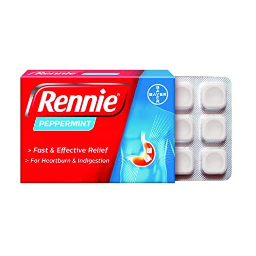 Tablettes Rennie Menthe à mâcher faciles à transporter pour un soulagement rapide.
