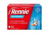 Boîte Rennie Menthe avec 72 tablettes à mâcher prête à l'emploi.
