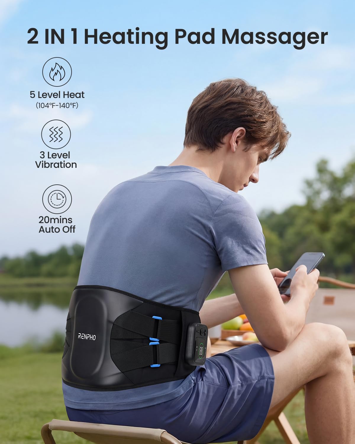 RENPHO Batterie 4000mAh sans fil, utilisation jusqu a 75 minutes.