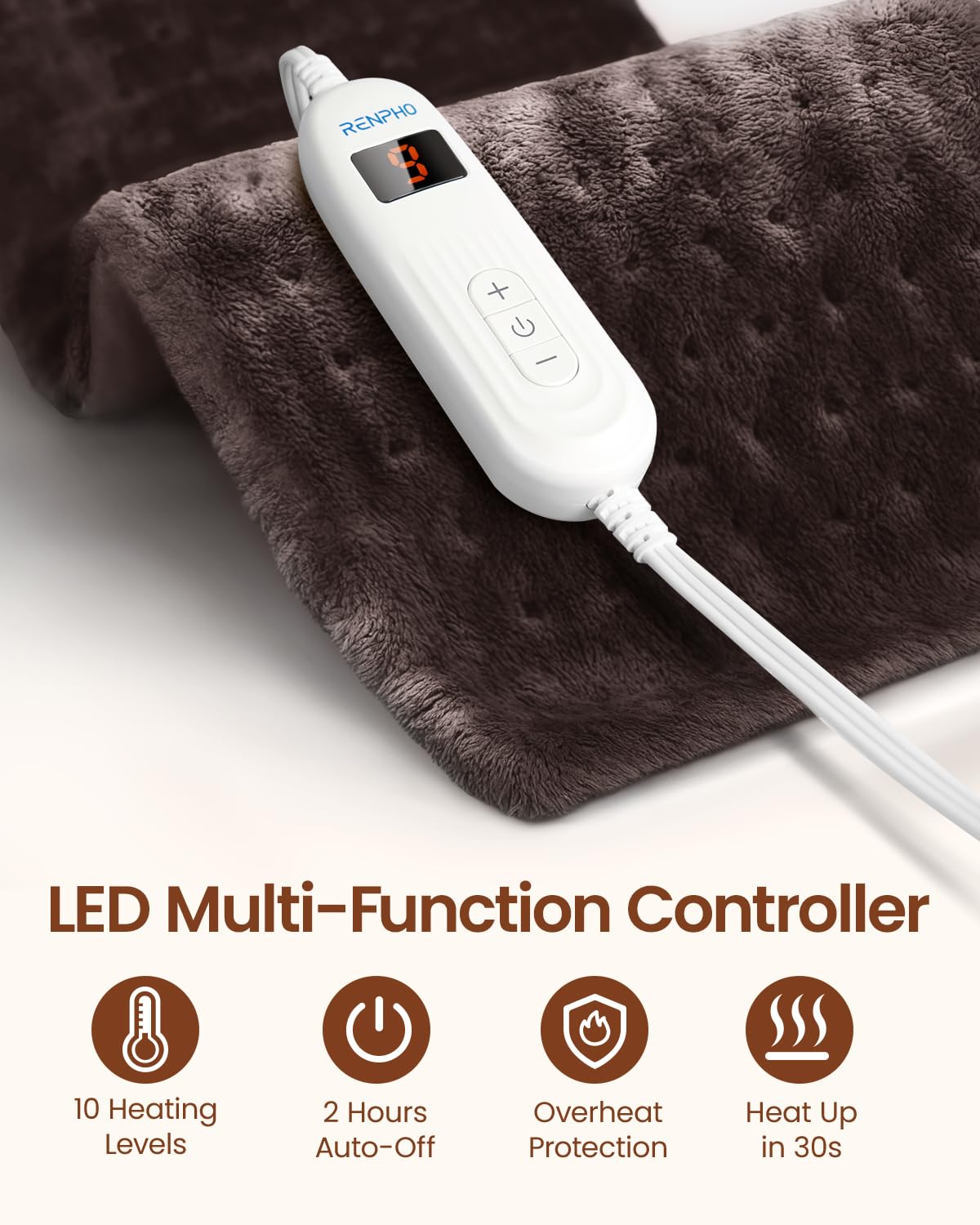 Surface douce et lavable en machine du coussin Renpho.