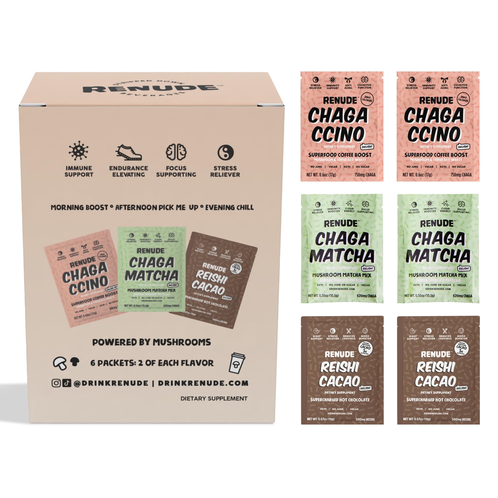 Renude Chagaccino, boisson chaga pour énergie naturelle pratico et gourmande.