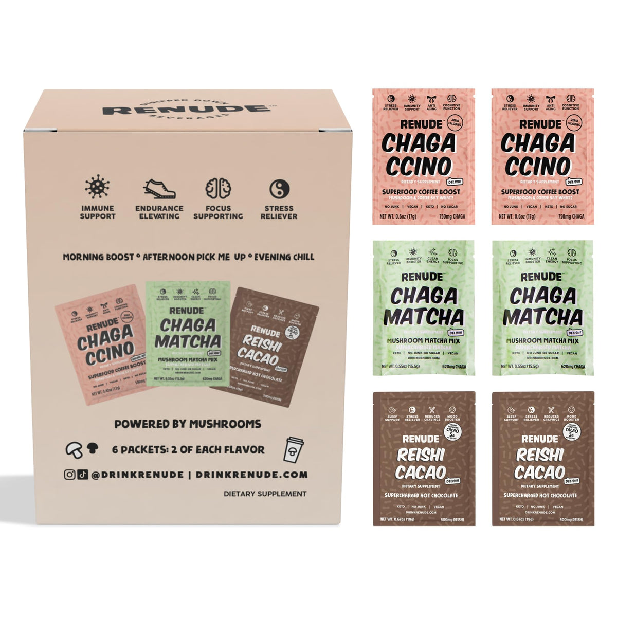 Renude Chagaccino, boisson chaga pour énergie naturelle pratico et gourmande.