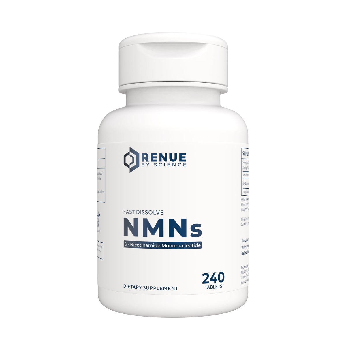 Renue By Science NMN tablettes sublinguales au citron, absorption rapide.