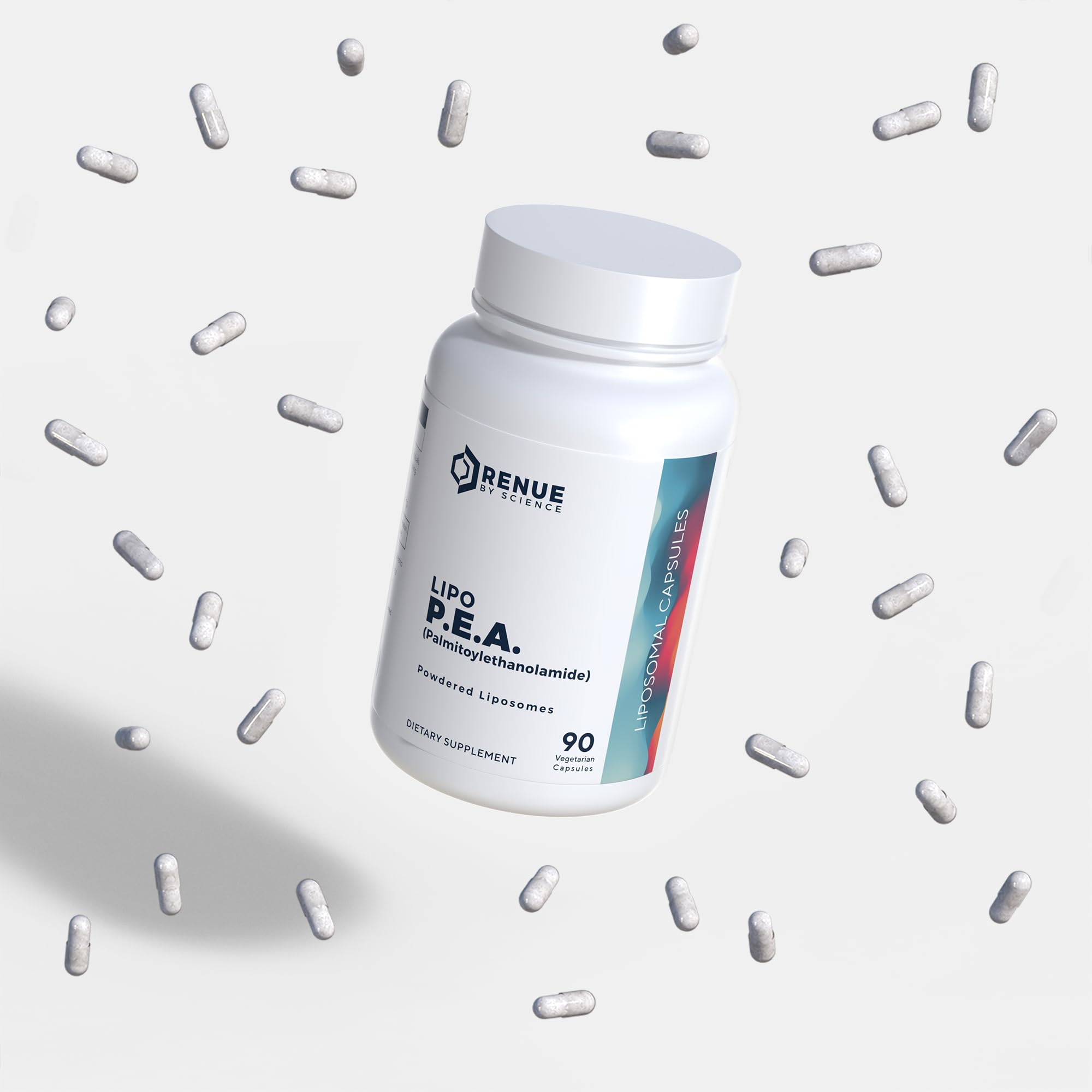 Renue By Science P.E.A liposomale, étiquette et sceau – qualité vérifiable.