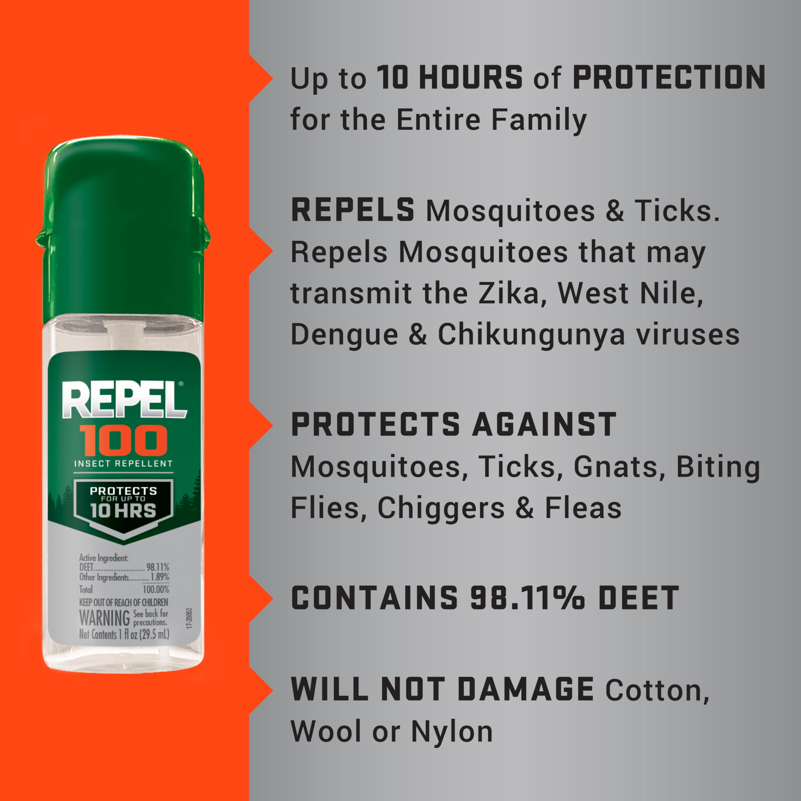 Repel 100-deet-98-11-pourcent, contient un DEET puissant