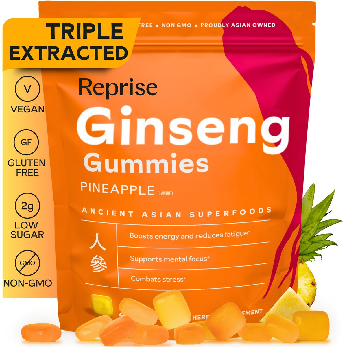 Gommes Reprise Ginseng emballage pratique pour énergie quotidienne.
