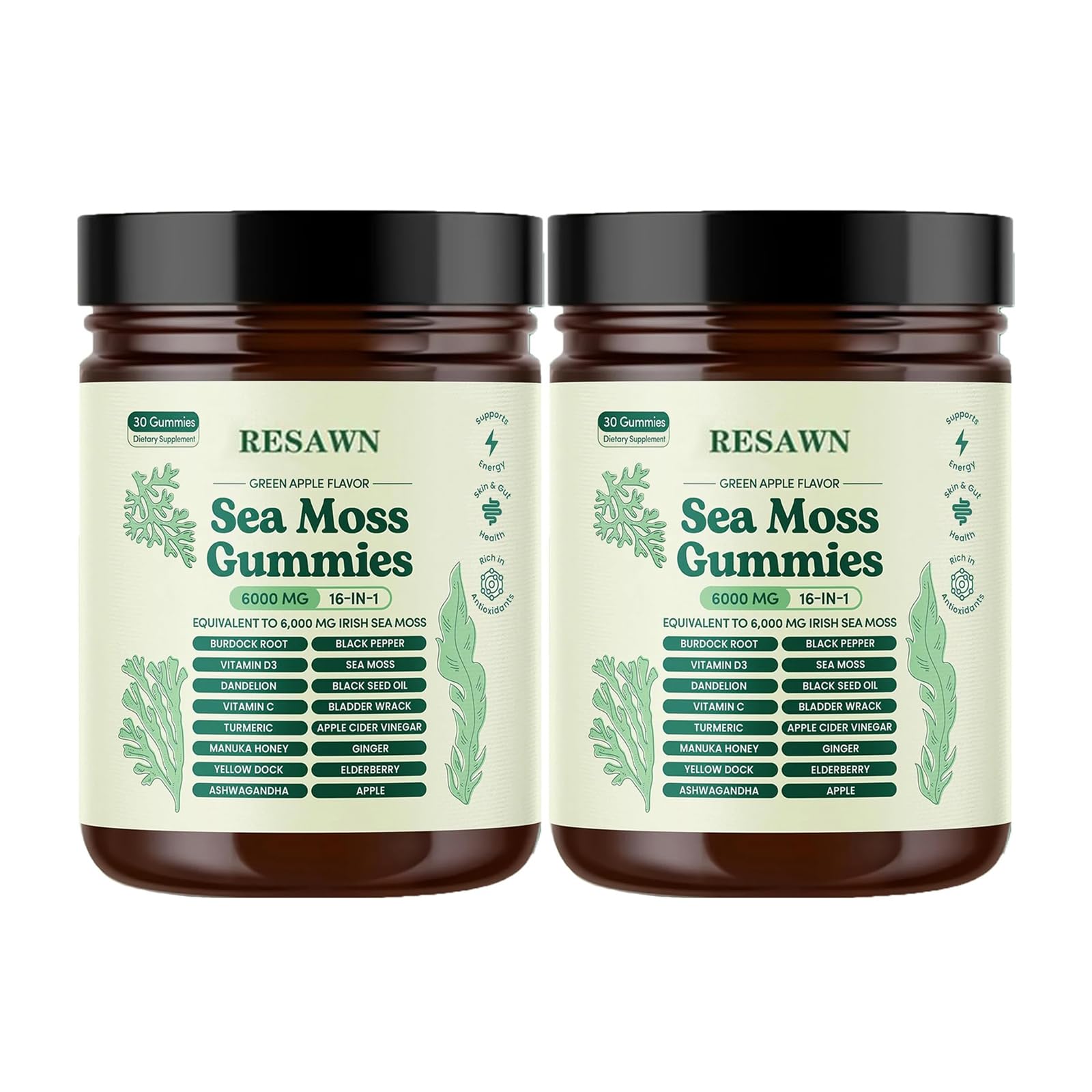 RESAWN gommes algue de mer : bouteille pratique pour une prise quotidienne.