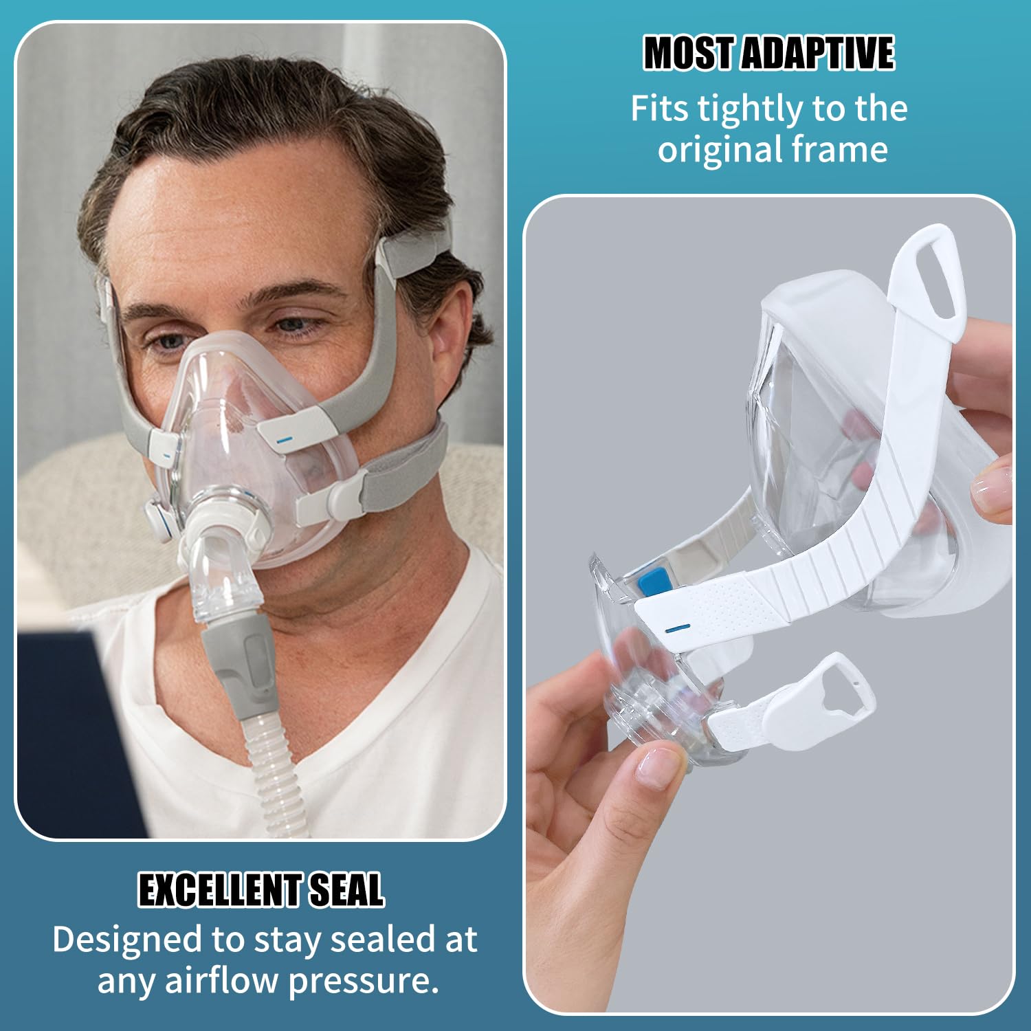 Détail en silicone liquide du coussin Rescare AirFit F20 Large pour un confort doux.