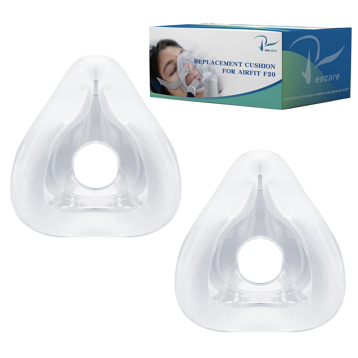 Coussin Rescare AirFit F20 petit format, lot de deux, remplacement économique.