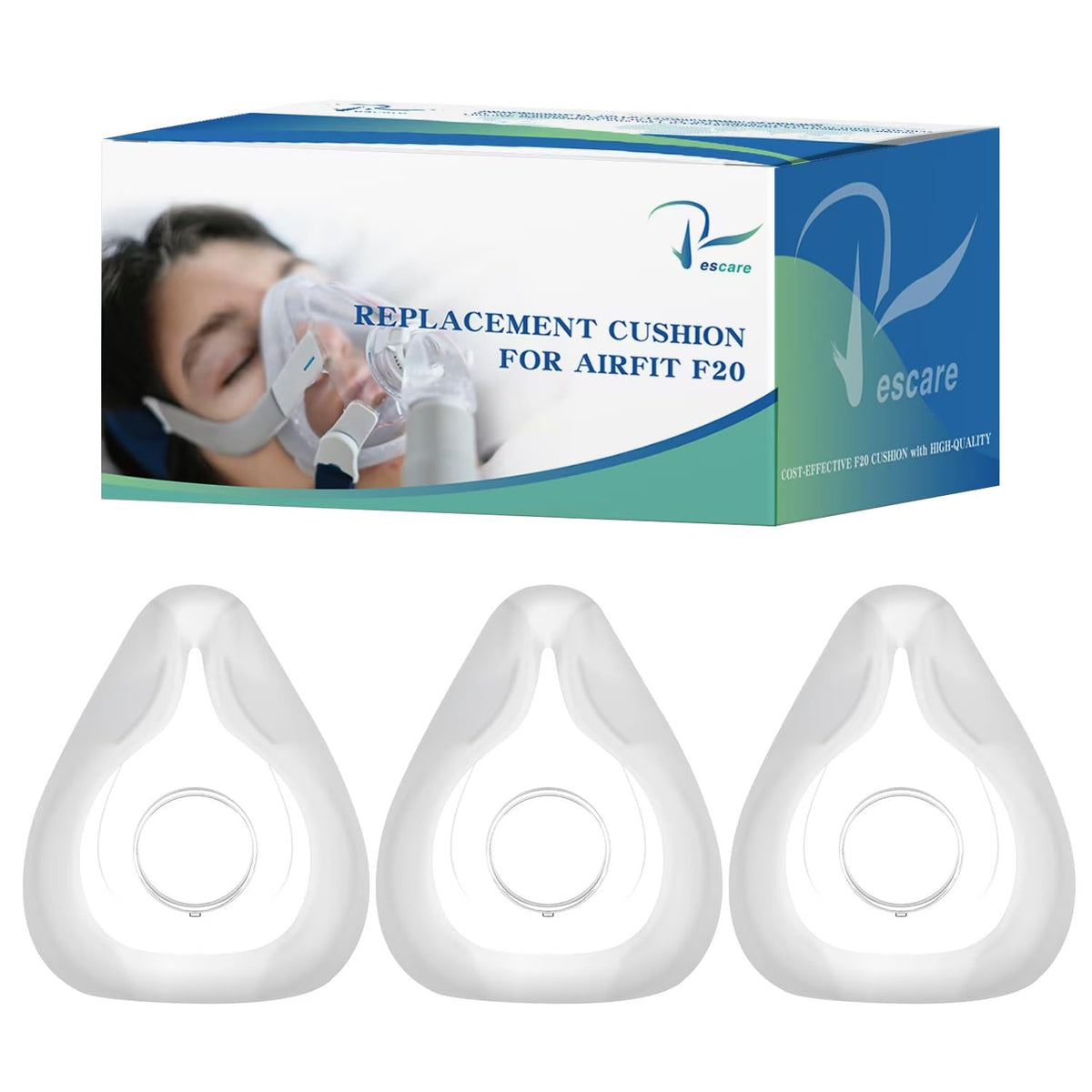 Coussin Airfit F20 de Rescare, lot de 3, confort durable et pratique.