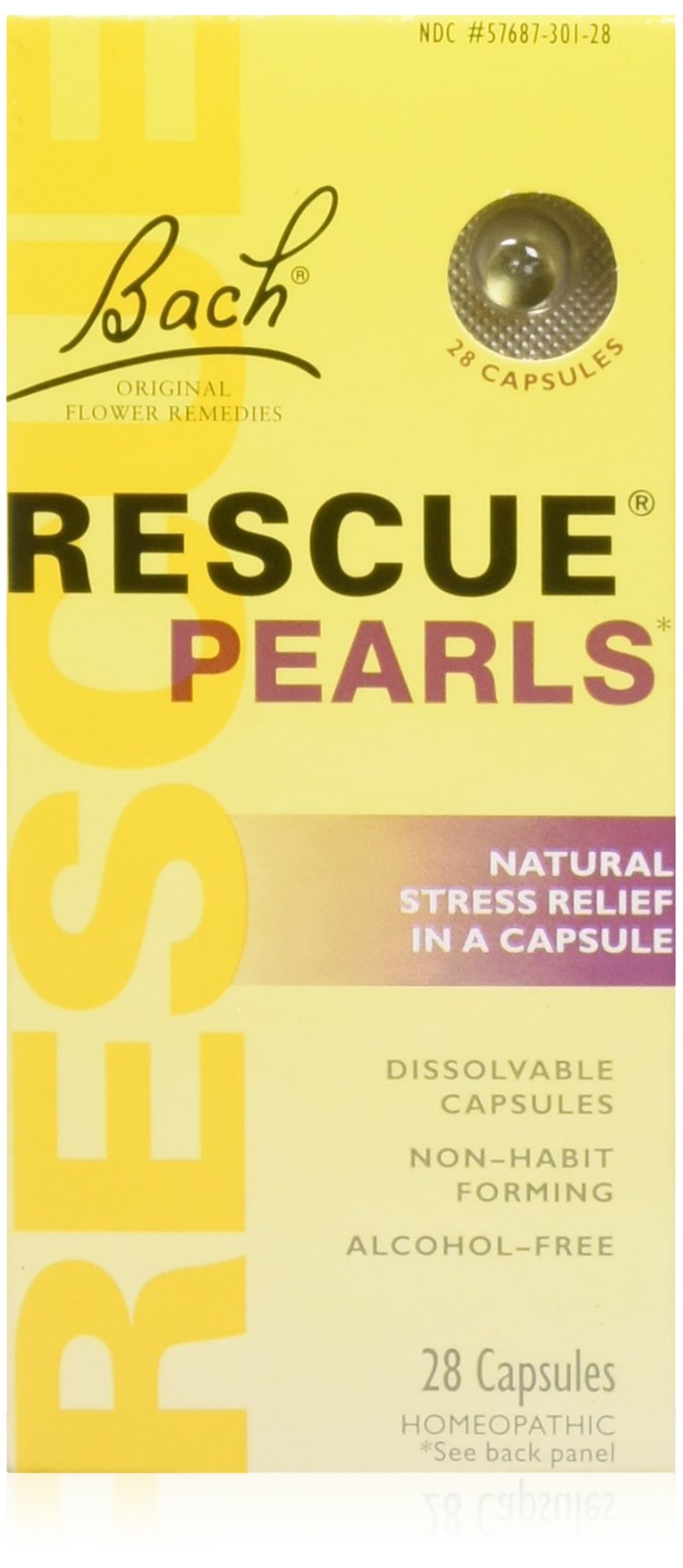 RESCUE/Bach Rescue Pearls emballage pour un accès rapide au bien-être quotidien.