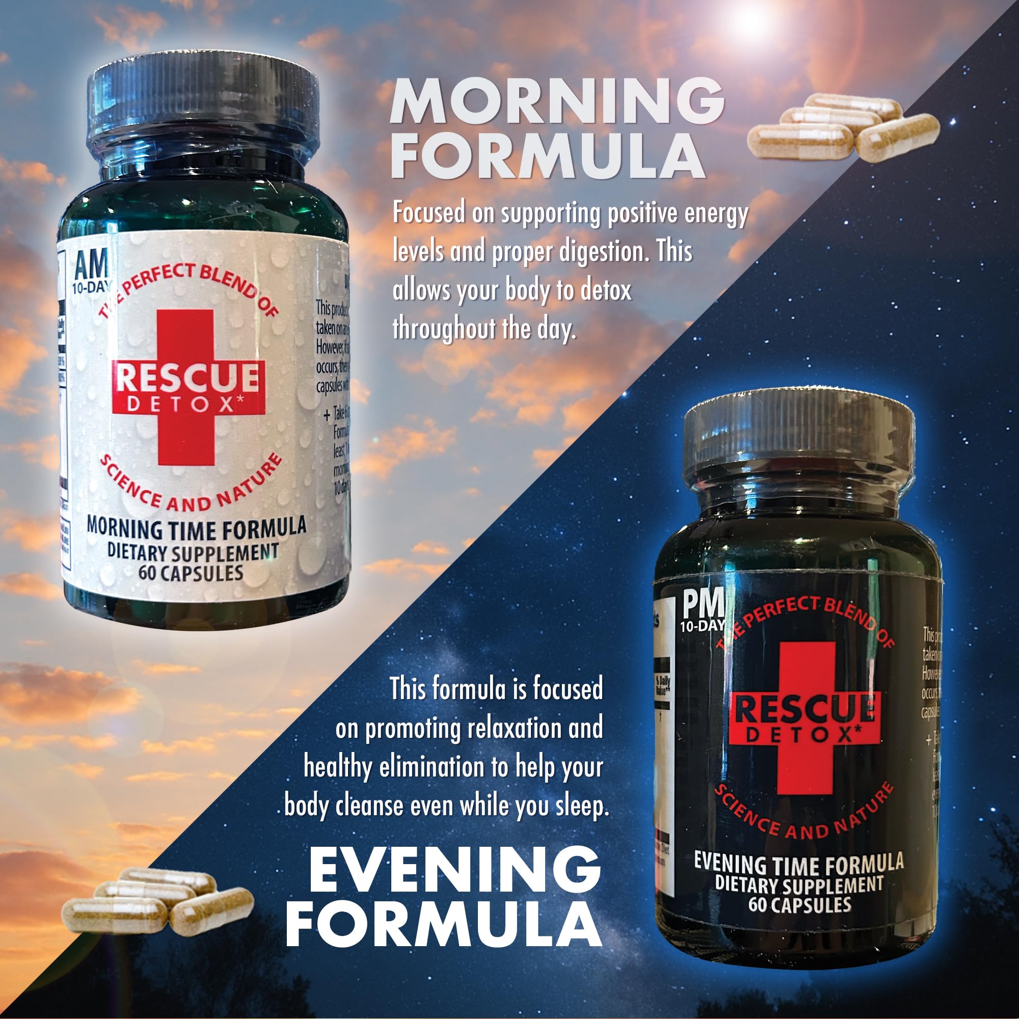 Capsules instantanées en bonus Rescue Detox, apport rafraîchissant lors des pauses détox.