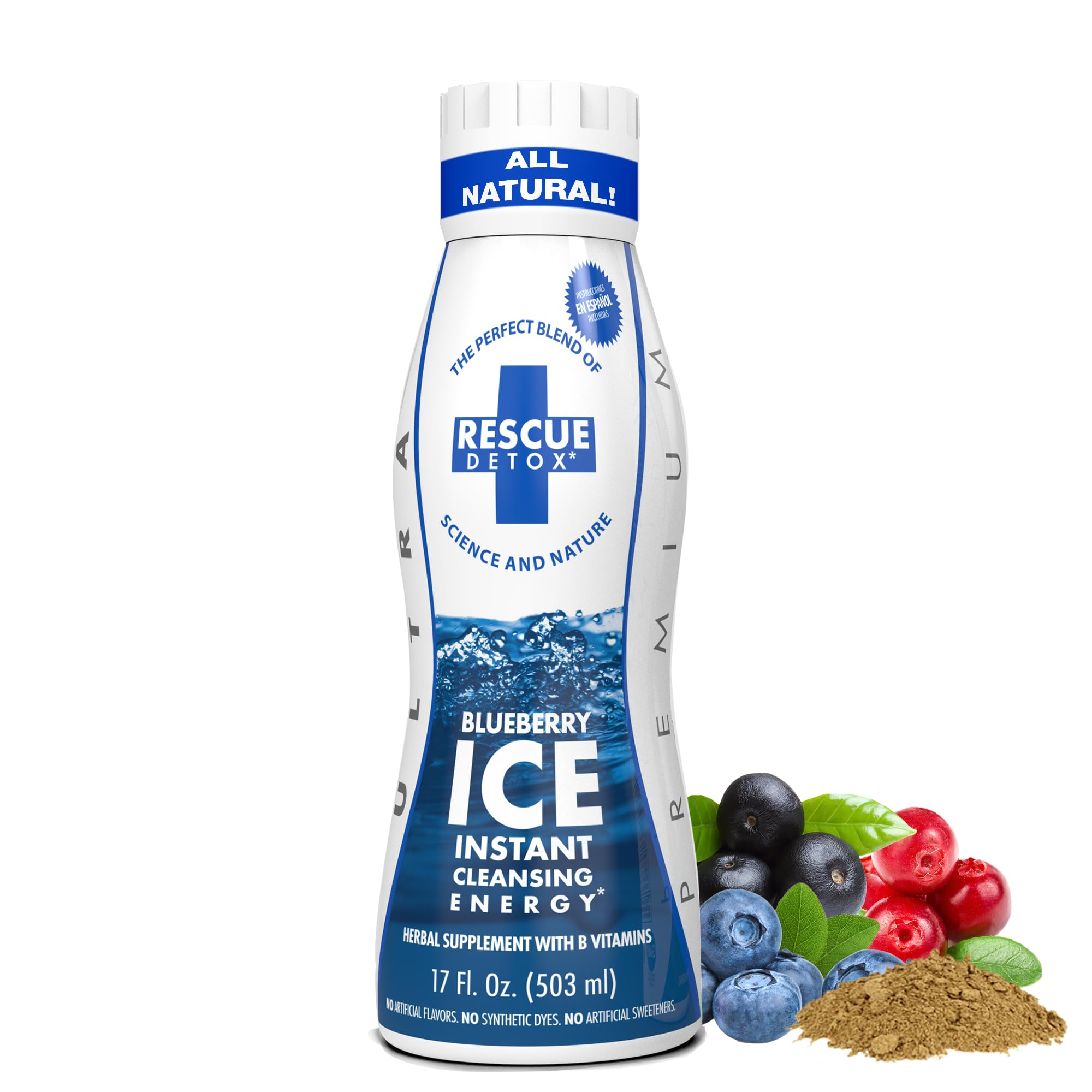 Rescue Detox ICE bouteille myrtille : soutien possible pour une routine detox personnelle.