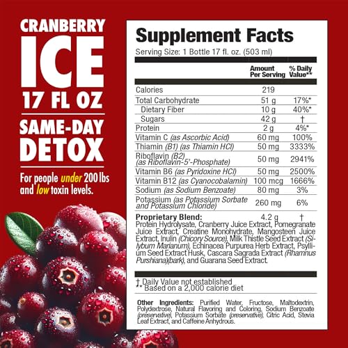Versement Rescue Detox ICE Cranberry dans le verre pour une utilisation rapide.