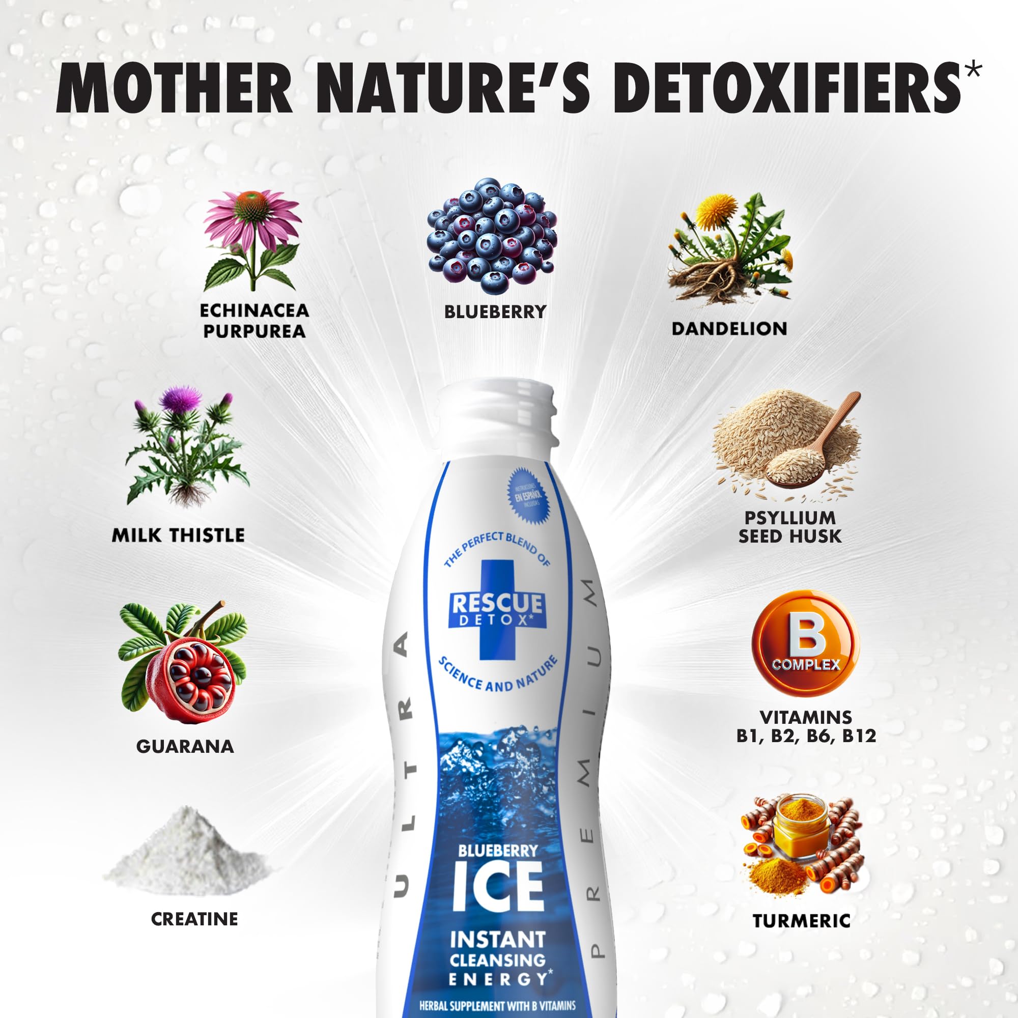 Rescue Detox ICE, emballage clair facilitant le rangement et l'organisation.