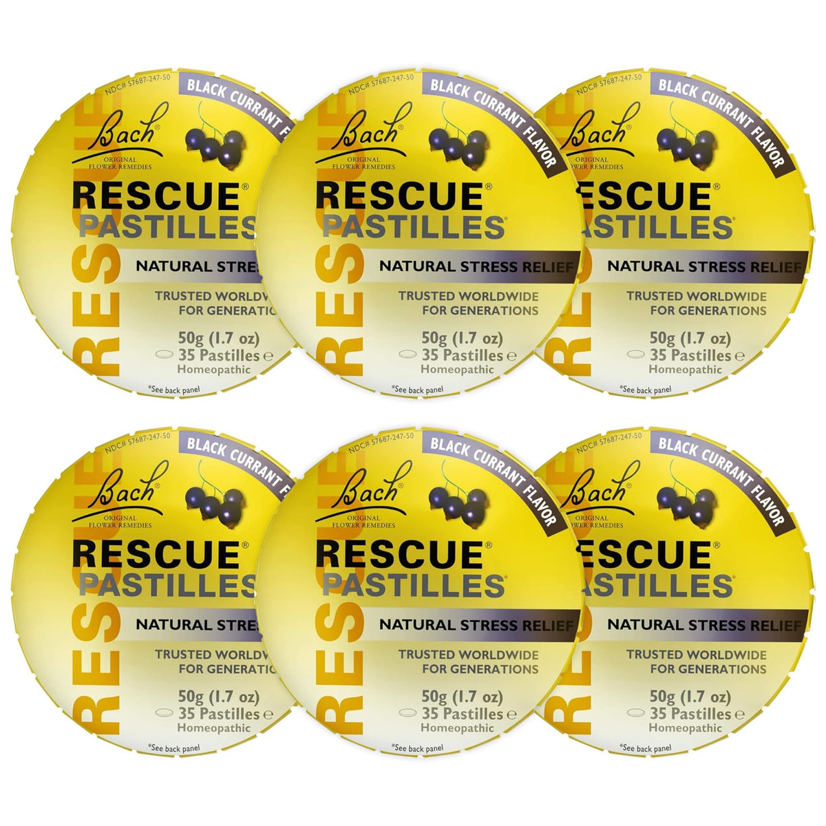 Boîte métallique RESCUE Bach pastilles cassis, pratique à emporter.