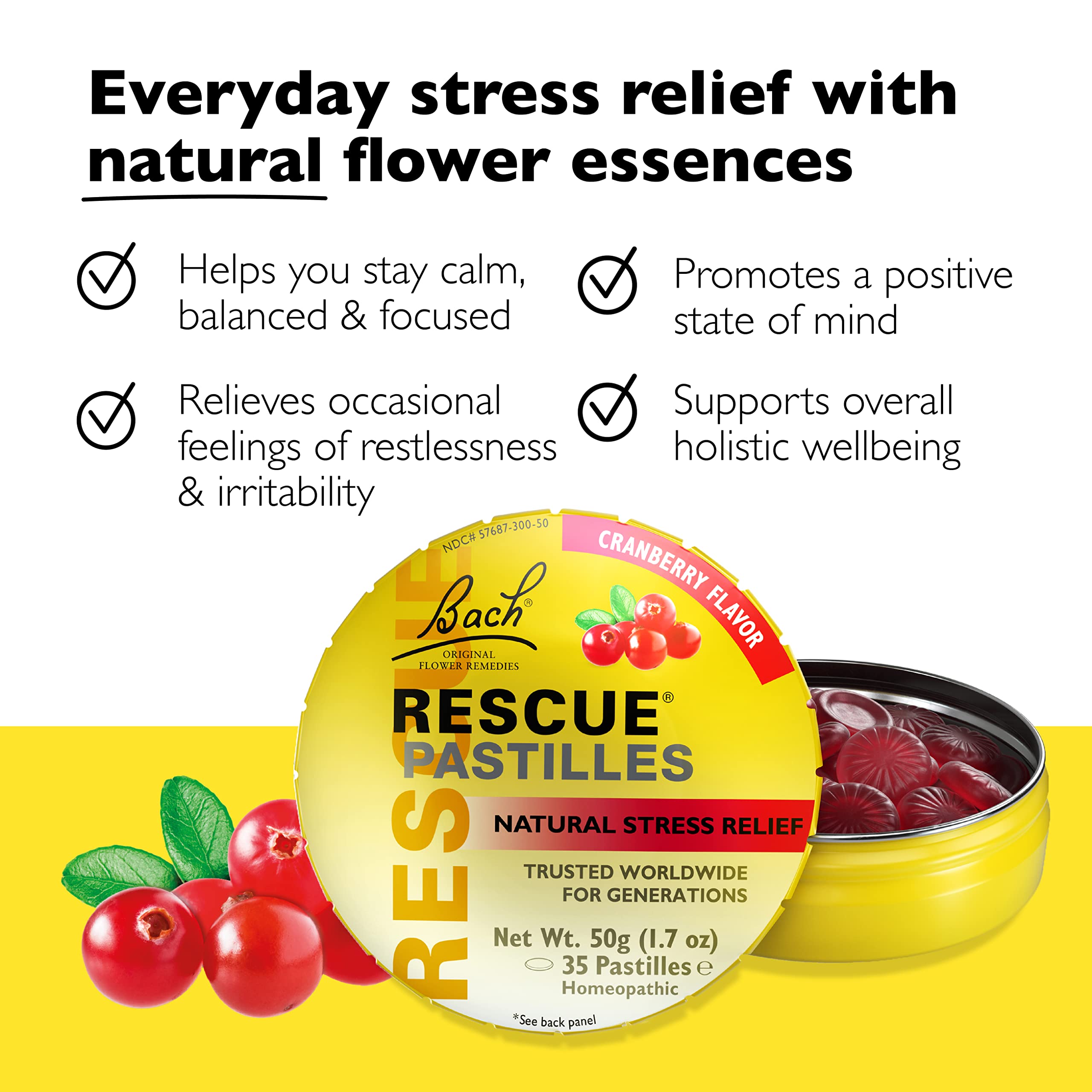Pastilles RESCUE Bach en format nomade: calme rapide en déplacement.