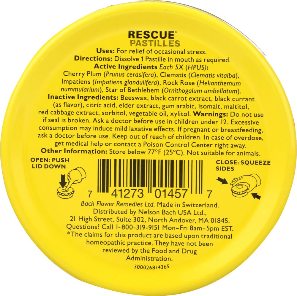 Texture fondante des pastilles Rescue cassis, idéale pour une dégustation apaisante.