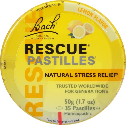 Pastilles RESCUE citron, vue des pastilles dans la boîte.
