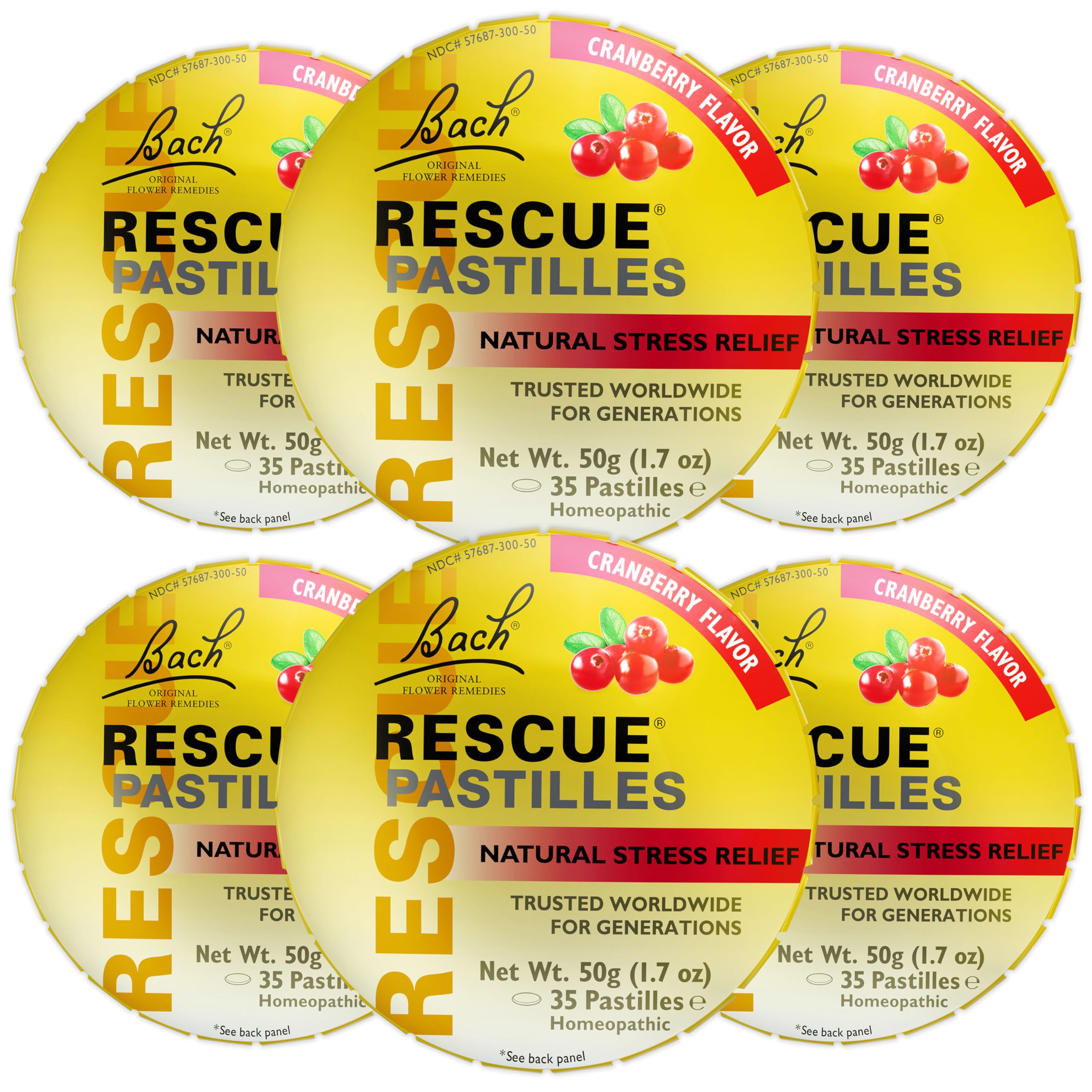Pastilles RESCUE cranberry dans boîte, pratique pour le bureau.