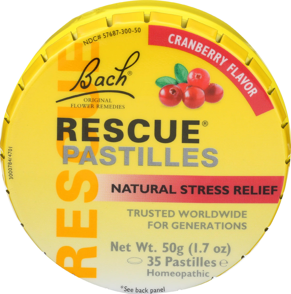 RESCUE pastilles Cranberry dans une boîte rouge, pratique pour le stress en déplacement.