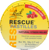 RESCUE pastilles Cranberry dans une boîte rouge, pratique pour le stress en déplacement.