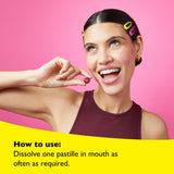 Utilisation en déplacement : pastilles Rescue faciles à consommer.