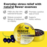 Pastilles RESCUE groseille noire, texture lisse et goût naturel.