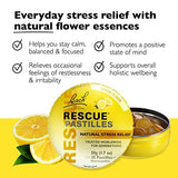 Pastille jaune RESCUE citron en gros plan, texture fruitée apaisante
