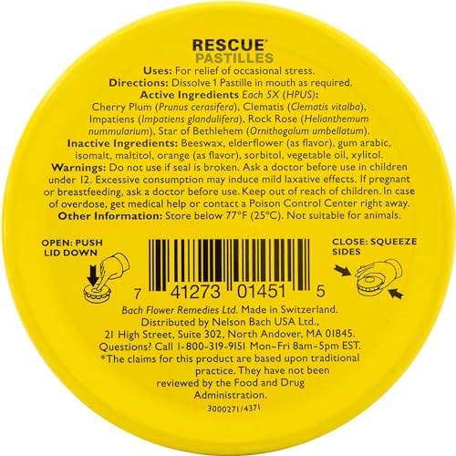 RESCUE pastilles orange et sureau, mélange floral original, énergie légère retrouvée.