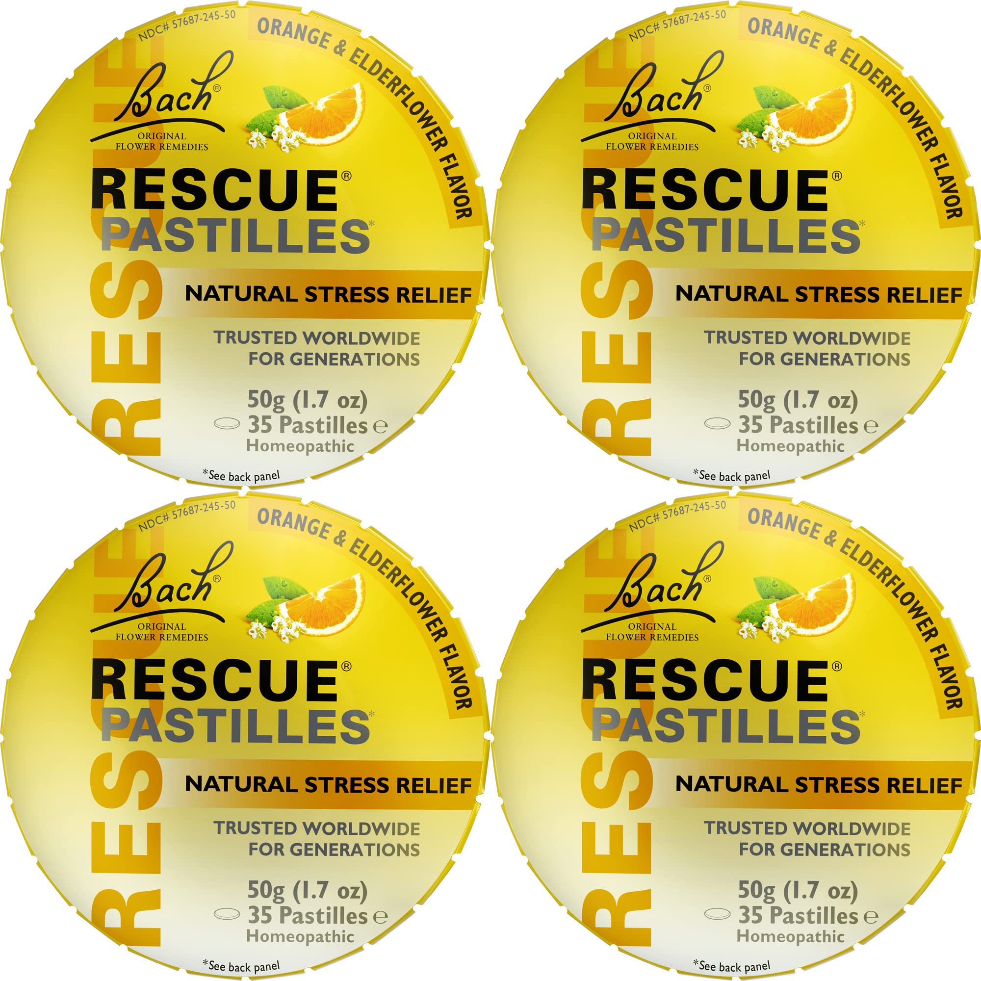 Pastille RESCUE orange et fleur de sureau — emballage pratique pour le stress quotidien